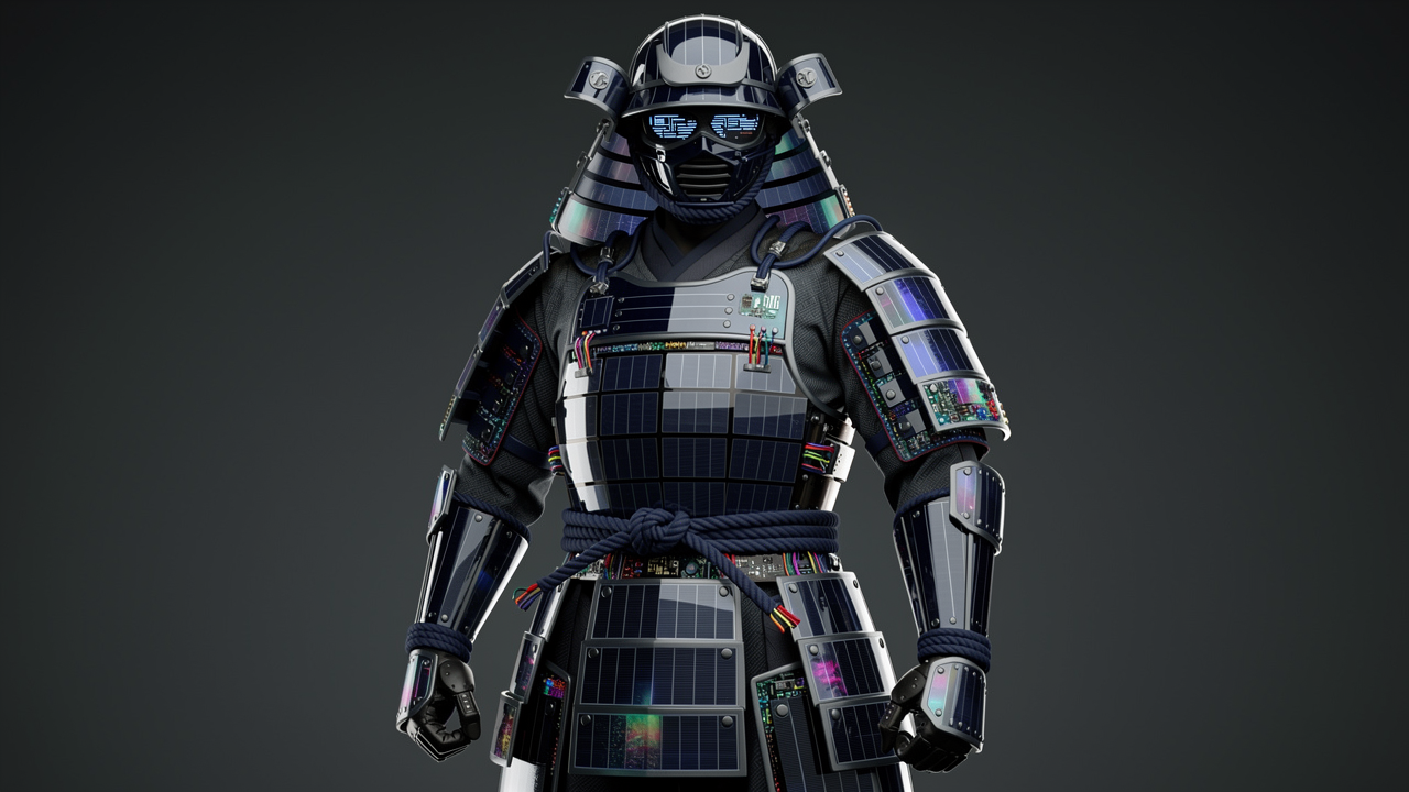 AI-generated solar panel samurai YouTube thumbnail